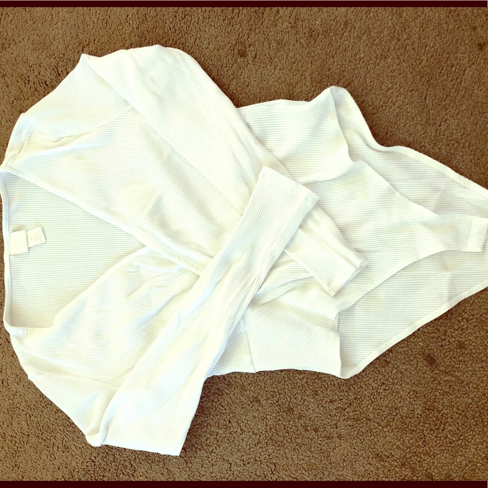 H&M deep V neck white bodysuit